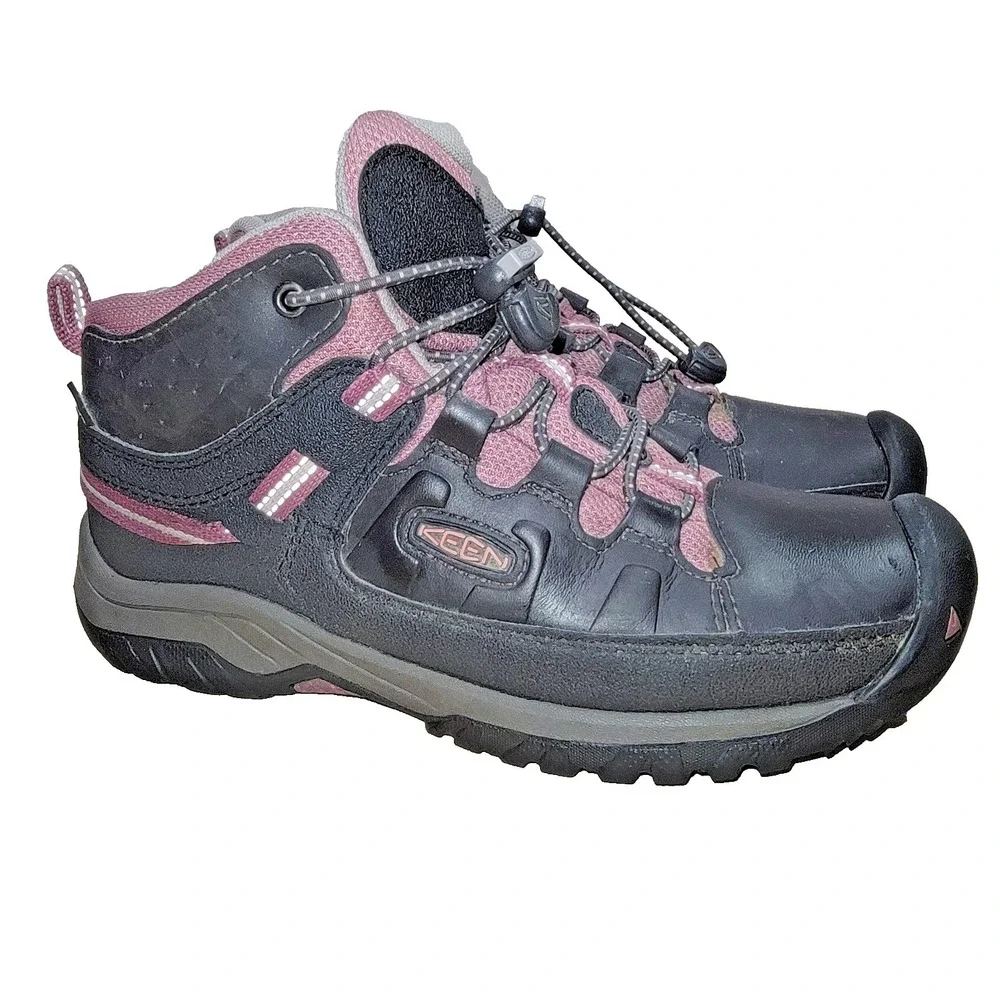 KEEN Targhee Mid Waterproof Hiking‎ Boots Kids Youth Size 3 EU 35 Brown Pink
